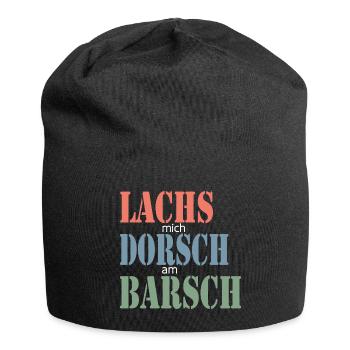 Lachs mich Dorsch am Barsch, lustiger Spruch, Koch - Jersey-Beanie - Schwarz - Vorne