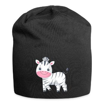 Zebra Familie Mama Baby T-Shirt - Jersey-Beanie - Schwarz - Vorne