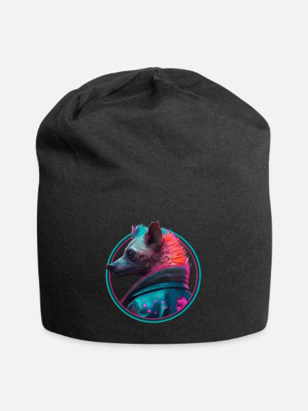 Punk Hyäne in Lederjacke - Jersey-Beanie - Schwarz