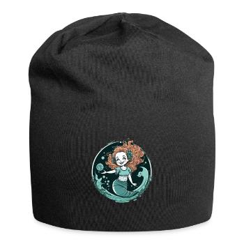Sirène aux cheveux roux - Bonnet en jersey - noir - Devant