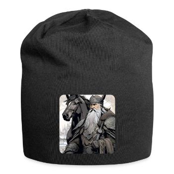 Proud Viking with Horse and Horns Helmet - Jersey Beanie - black - Front