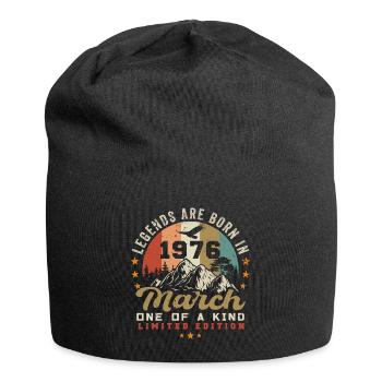 March 1976 Vintage Birthday Retro Gift - Jersey Beanie - black - Front