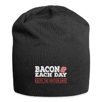 Bacon A Day Funny Diet Anti-Vegan - Jersey Beanie - black - Front