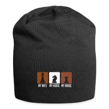 Chess Player Chess Games Chess Pun - Jersey-Beanie - Schwarz - Vorne