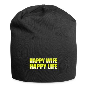 Happy Wife Happy Life Engagement Marriage - Jersey-Beanie - Schwarz - Vorne
