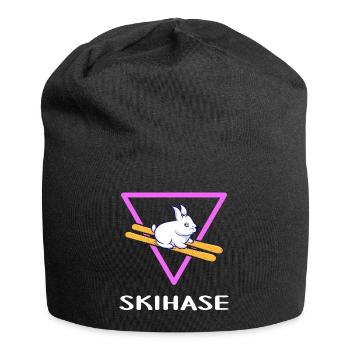 skifahrer alpin ski skihase hüttengaudi - Jersey-Beanie - Schwarz - Vorne