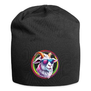 billy goat with sunglasses in color circles - Jersey Beanie - black - Front