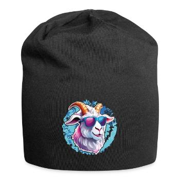 Cool billy goat with sunglasses on splash of color - Jersey Beanie - black - Front