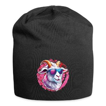Cool billy goat with sunglasses on splash of color - Jersey Beanie - black - Front
