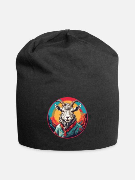 Drôle de chèvre dans une roue chromatique colorée - Bonnet en jersey - noir