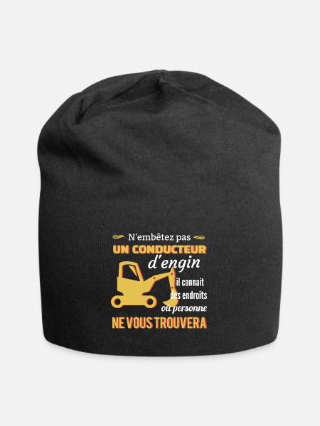 Tee shirt conducteur d'engins • Excavateur Shirt - Bonnet en jersey - noir