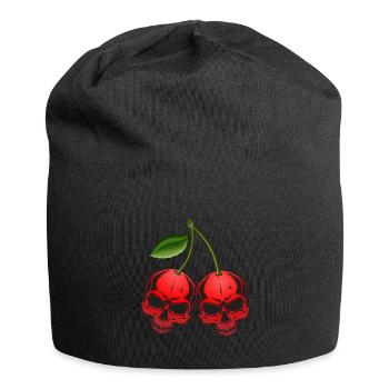 Kirsche Totenkopf Schädel Skull Cherry - Jersey-Beanie - Schwarz - Vorne