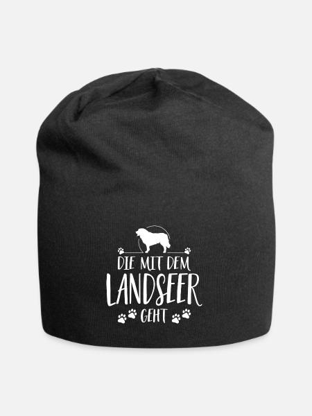 DIE MIT DEM LANDSEER GEHT Hunde Spruch Wilsigns - Jersey-Beanie - Schwarz