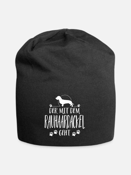 DER MIT RAUHAARDACKEL GEHT Hundespruch Wilsigns - Jersey-Beanie - Schwarz