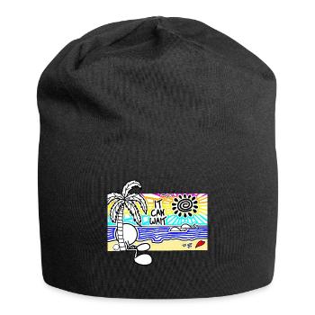 Il peut attendre sunset Doodle - Bonnet en jersey - noir - Devant
