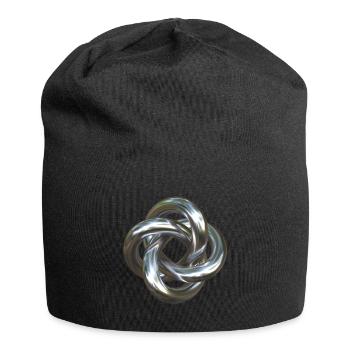 Torusknoten Silber 3D - Jersey-Beanie - Schwarz - Vorne