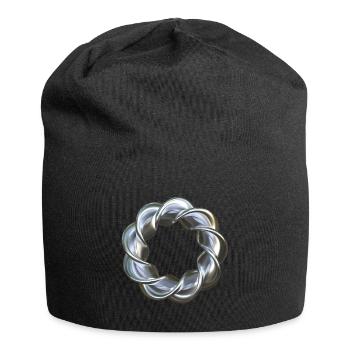Gedrehter 3D Ring Silber - Jersey-Beanie - Schwarz - Vorne