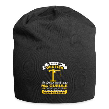Un grutier je ferme pas ma gueule - Bonnet en jersey - noir - Devant