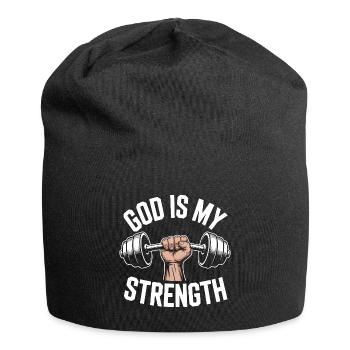 God is my strength! Believing Christian Jesus - Jersey Beanie - black - Front