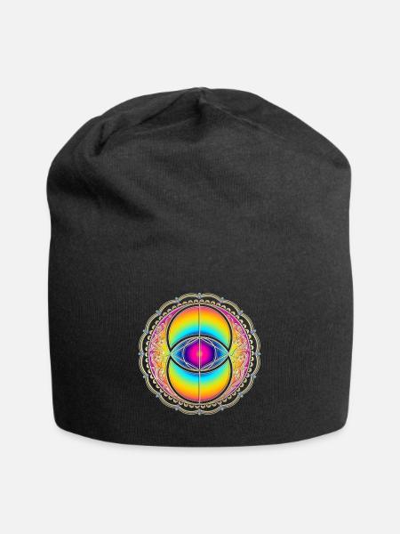 Vesica Piscis, nordisch, Heilige Geometrie, Avalon - Jersey-Beanie - Schwarz