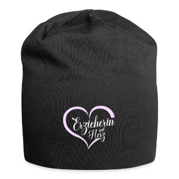 Erzieherin mit Herz - Jersey-Beanie - Schwarz - Vorne