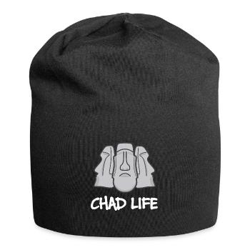 Chad Life : Giga Chad Moai Statue - Jersey-Beanie - Schwarz - Vorne