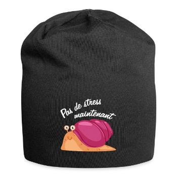 Pas de stress, un escargot qui dort. - Bonnet en jersey - noir - Devant
