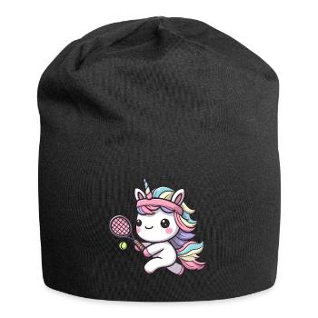Cute Unicorn as Tennis Tennis Player - Lust - Jersey Beanie - black - Front