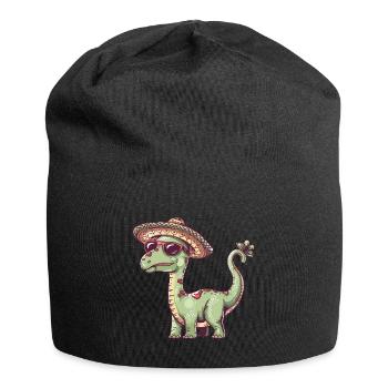 Dinosaur brontosaurus sombrero - Jersey Beanie - black - Front