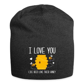 Je t’aime comme les abeilles aiment leur miel - Bonnet en jersey - charbon - Devant