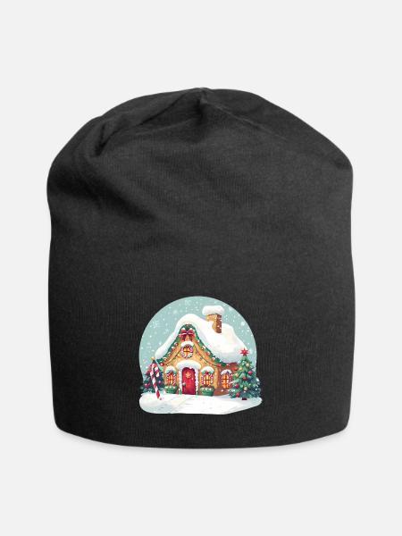 Christmas Gingerbread House - Jersey-Beanie - Schwarz