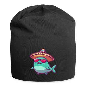 Whale Funny Sombrero - Jersey Beanie - black - Front