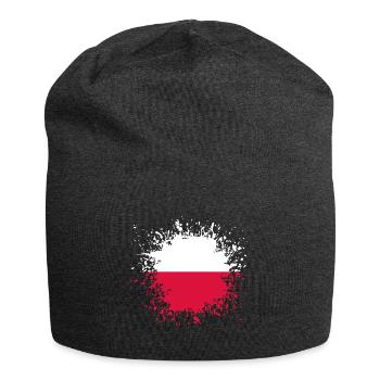 Poland flag blot stain splatter paint stain - Jersey Beanie - charcoal grey - Front