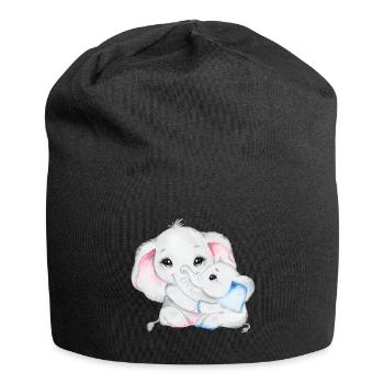 Elephant Family Mama Baby T-Shirt - Jersey Beanie - black - Front