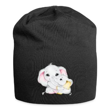 Elephant Family Mama Baby T-Shirt - Jersey Beanie - black - Front