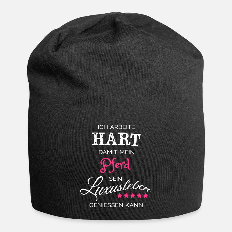 Ich arbeite hart - Pferd - Jersey-Beanie - Schwarz