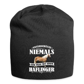Haflinger Unterschätze nie Pferd Frauen Geschenk - Jersey-Beanie - Schwarz - Vorne
