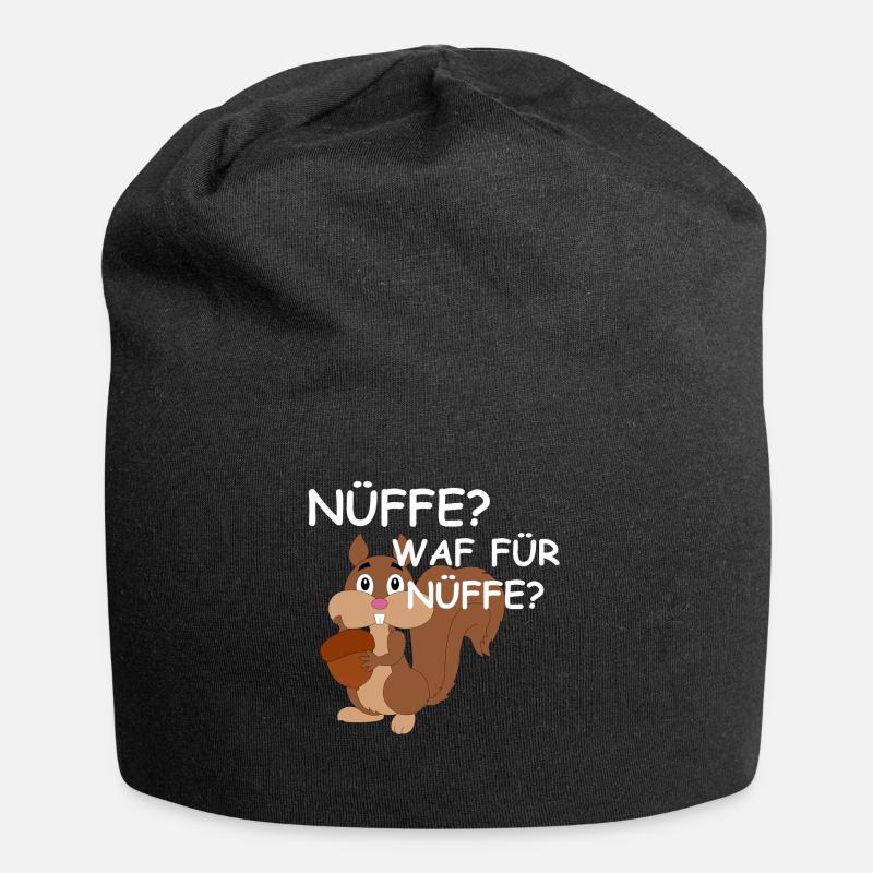NÜFFE? Eichhörnchen Nüsse Geschenk Comic - Jersey-Beanie - Schwarz