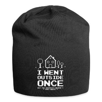 I Went Outside Once Gaming Funny - Jersey-Beanie - Schwarz - Vorne