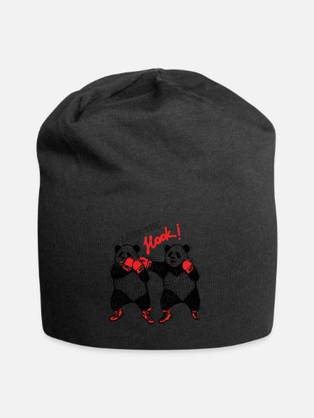 Boxing pandas hand out - Jersey Beanie - black