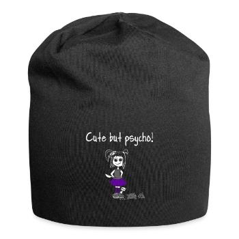 Shirt - Cute but psycho! Sweet Girly Teddy Gothic - Jersey Beanie - black - Front