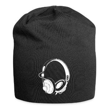 Kopfhörer - Jersey-Beanie - Schwarz - Vorne