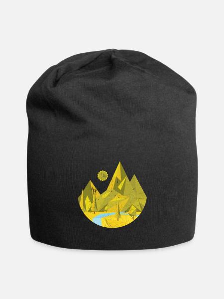 Geometrische Natur - Jersey-Beanie - Schwarz