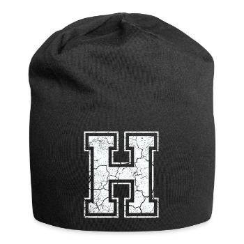 Un caractère H dans blanc in Used Look - Bonnet en jersey - noir - Devant