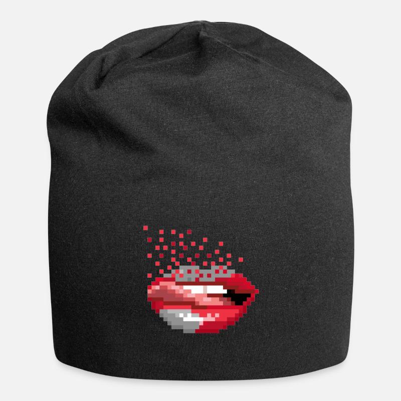 Pixel Mouth Retro - Jersey Beanie - black