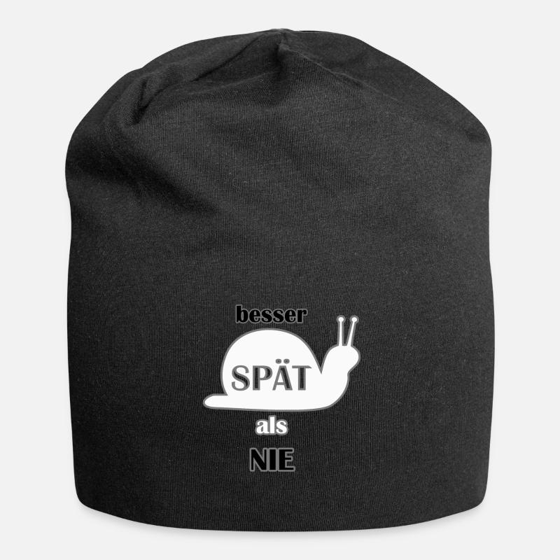 Better late than never. cool saying, gift idea - Jersey Beanie - black