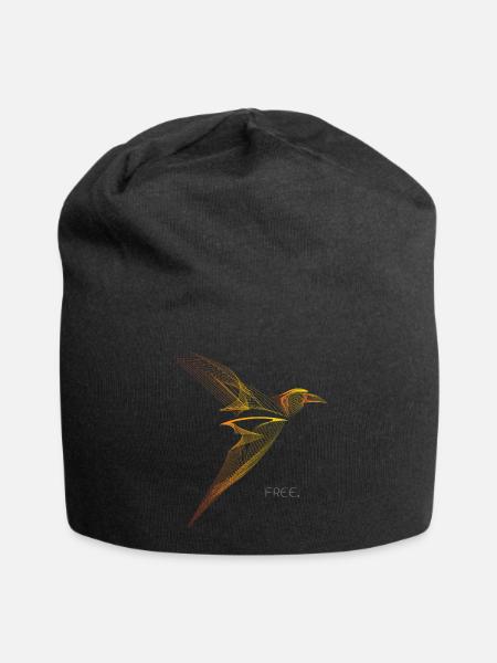 Free Line Art Vogel Minimalistisches Design - Jersey-Beanie - Schwarz