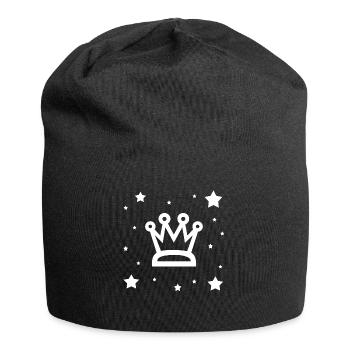 Krone mit Sternen - Jersey-Beanie - Schwarz - Vorne