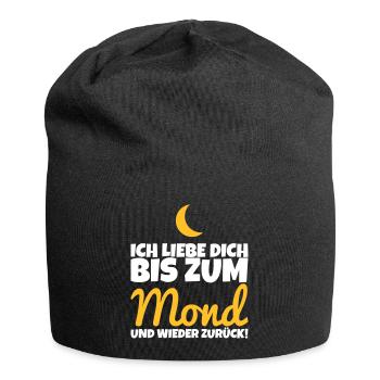 Ich liebe dich bis zum Mond und wieder zurück - Jersey-Beanie - Schwarz - Vorne