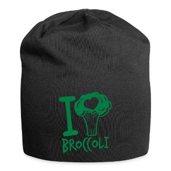 heart i love broccoli text love healthy vitamins ge - Jersey Beanie - black - Front